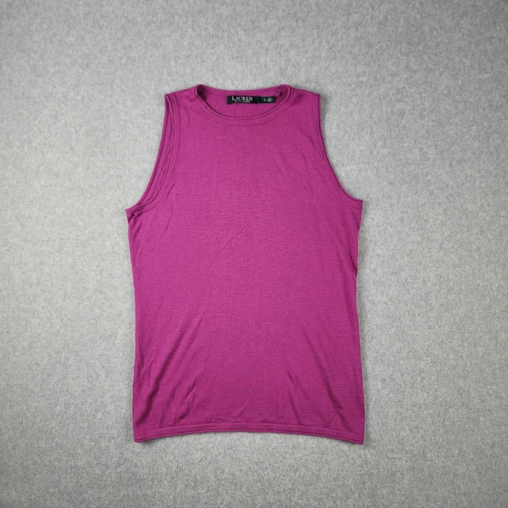 Lauren Ralph Lauren Tank Top Women Small Purple Silk Blend Knit‎ Crew Neck